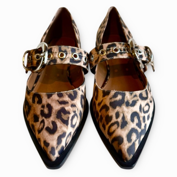 NWOT Maeve Pointed-Toe Moto Mary Jane Flats in Leopard Sz 37 - Picture 6 of 11